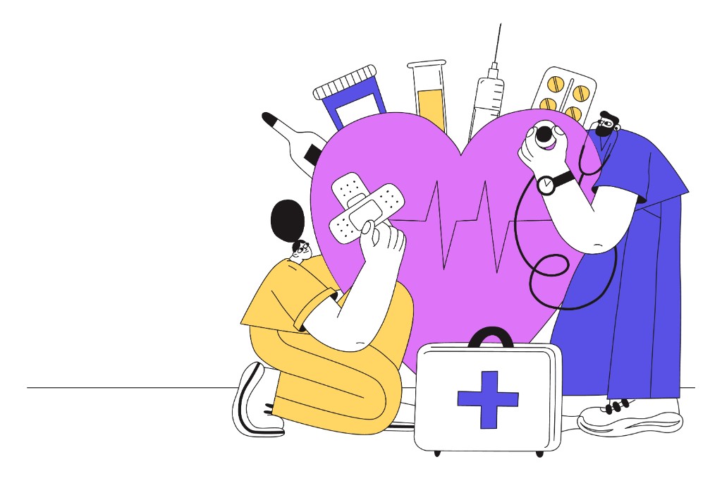 Illustration: clinicians caring for heart health